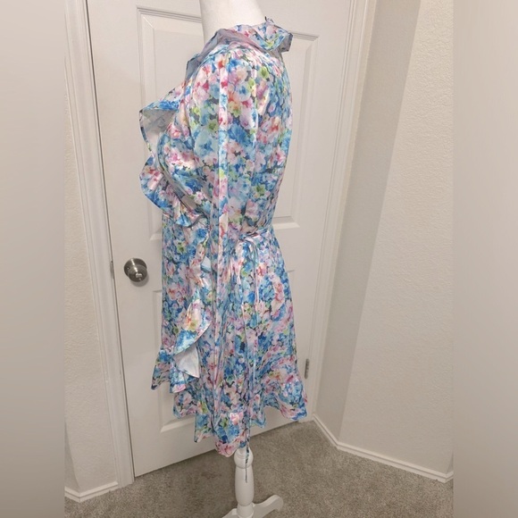 Bar III Petite Floral-Print Ruffled Tie-Waist Wrap Dress Size S - Picture 5 of 10